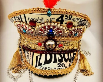 Sombrero de capitán Burningman Carnaval Festival Mardi Gras hecho a mano 59 cm