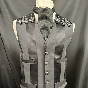Steampunk gothic gentlemen striped vest / waistcoat and cravat two sizes