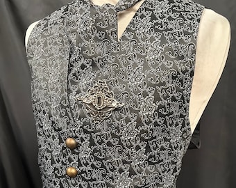 Abrigo de cintura Steampunk chaleco gótico para hombres regalo gótico ropa gótica victoriana chaleco jacquard / corbata / pin conjunto 42 pecho