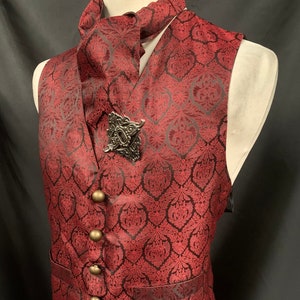 Waistcoat Steampunk Regal Victorian Gothic Brocade Waistcoat Ensemble Cravat pin ML 44/46”