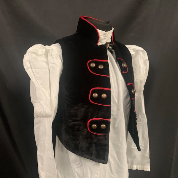 Steampunk middeleeuws gilet/blouse/broche ensemble M
