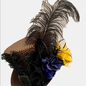 Hat womens hat men’s hat  top hat Steampunk tophat festival hat handcrafted top hat brown hat  59cm