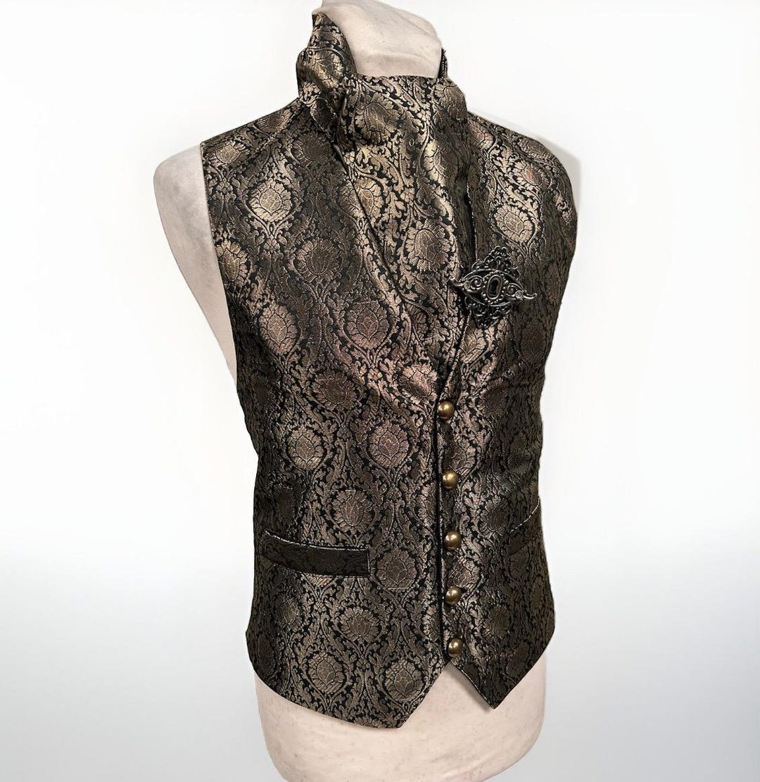 Brocade Men's Vest Waistcoat Gothic Steampunk Royal Blue Vest Victorian/Western-Reenactment/Usa