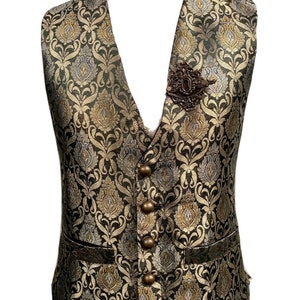 Steampunk brocade waistcoat with hand crafted pin chest 42/44”