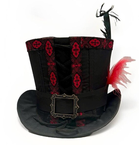 Cappello a cilindro da donna con velo, cappello a cilindro nero da sposa con velo, cappello