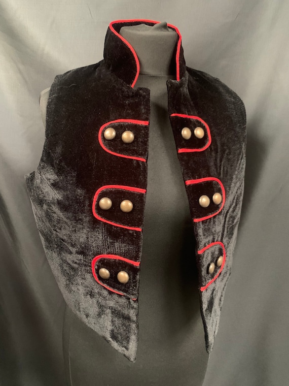 Steampunk pirate womens Black red trim velvet waistcoat sm