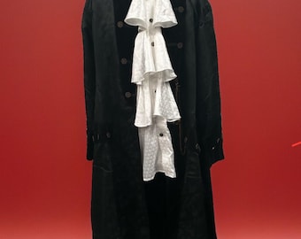 Chaqueta de hombre estilo gótico vintage Raven steampunk gótico negro brocado, chaqueta larga/brújula con cadena, conjunto de camisa
