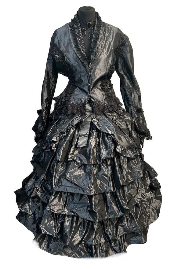 grey steampunk dress Wrap Wool Maxi Dress, Winter Fairy Dress, Grey Steampunk Dress, Long Gothic Dress, Long Sleeve Dress, Floor Length Dress, Princess Dress