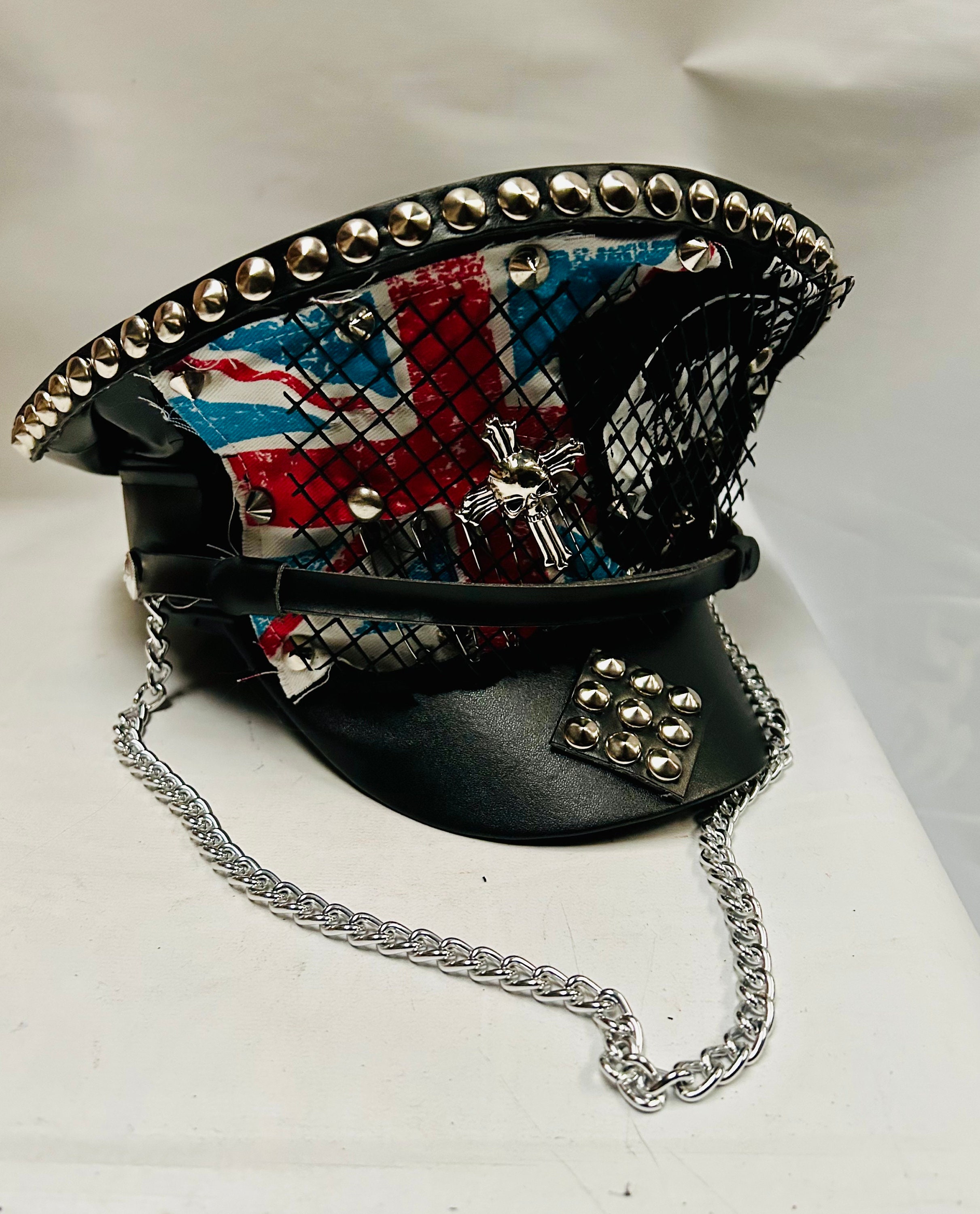 Chapeau De Capitaine Noir Gothique Punk à Paillettes - Costume Carnaval Halloween Festival