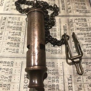 Steampunk Rustic Metal Old Fashioned Police Whistle On Rustic Chain