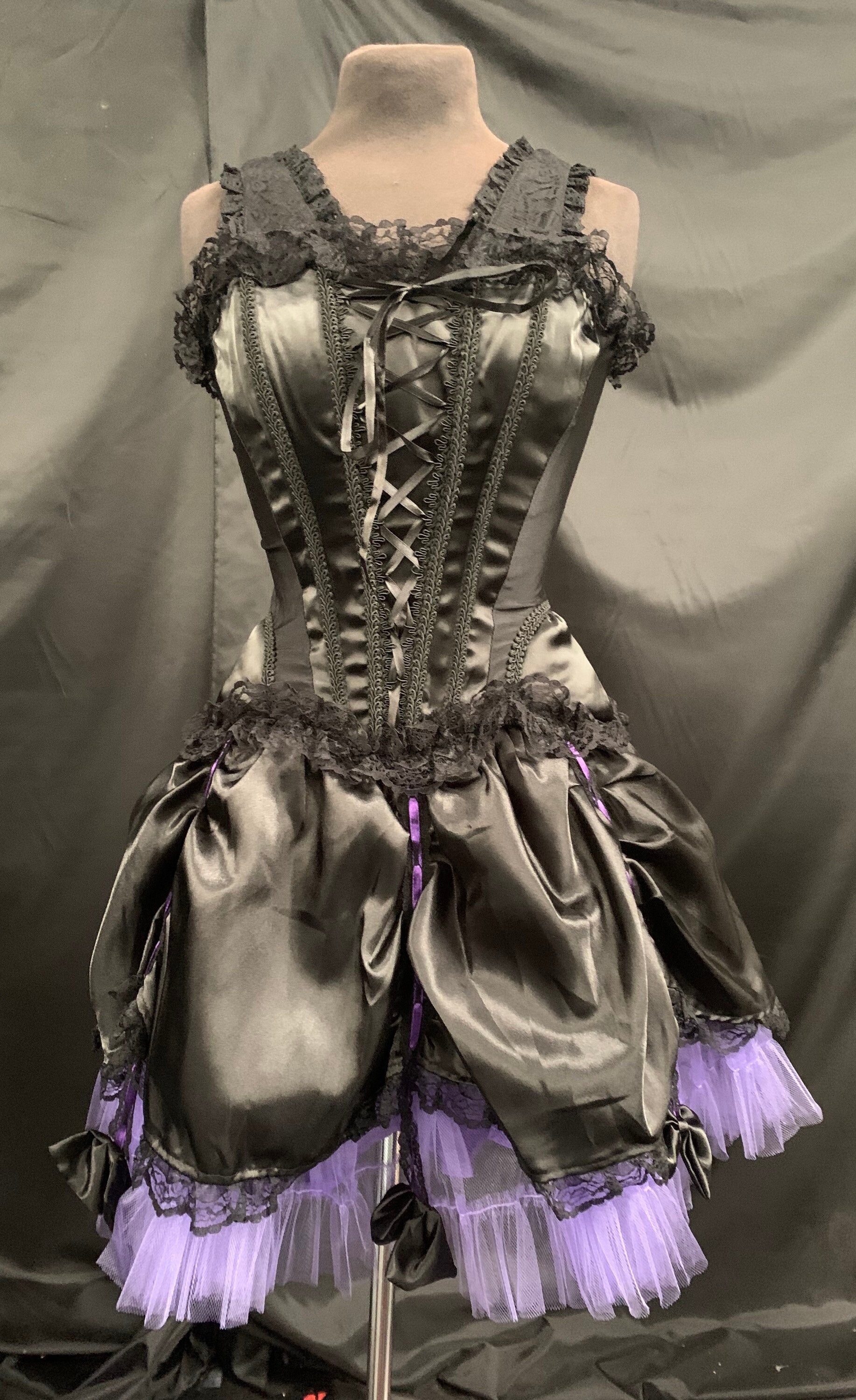 Raven Clothing Gothic Steampunk Corset / Full Satin Mini Skirt