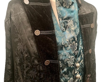 Steampunk gothic jacket, vest and cravat vintage style pirate jacket outfit Medieval Elizabethan  Renaissance regal sizes M L XL