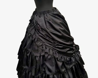 Women’s Steampunk Victorian Gothic black full long Skirt