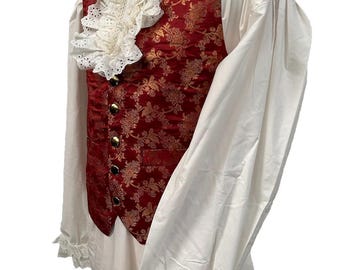 Steampunk Brocade Waistcoat Vest and Pirate Shirt, SM 42” Chest