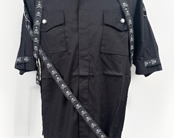 Vintage SDL Shirt gothic Raven Black steampunk Shirt short sleeve size L chest 44