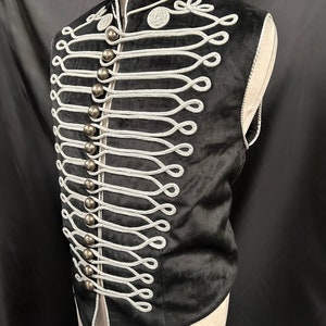 Gothic Damask Military Waistcoat – Blue main image 1
