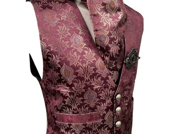 Steampunk VIctorian gothic brocade waistcoat / cravat / pin ensemble