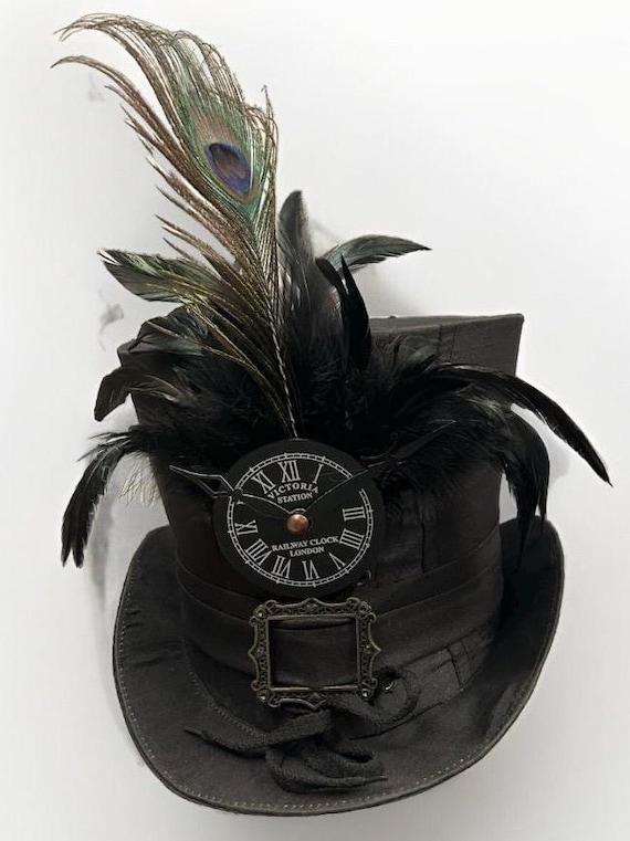 Top Hat Steampunk Gothic Victorian Black Tafeta Tophat With  display picture 1