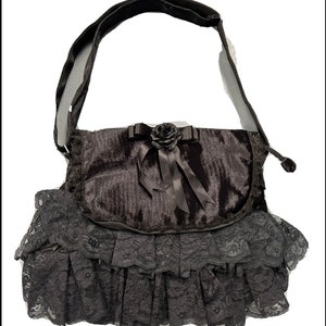 Gothic steampunk shoulder bag with black rose . Gift idea many colours
