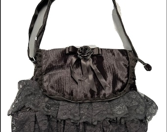Bag Shoulder bag Gothic bag steampunk shoulder bag with black rose . Gothic Gifts idea many colours