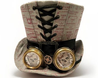 Top hat Gothic Steampunk full size  , vintage  pink  tailor print 60cm