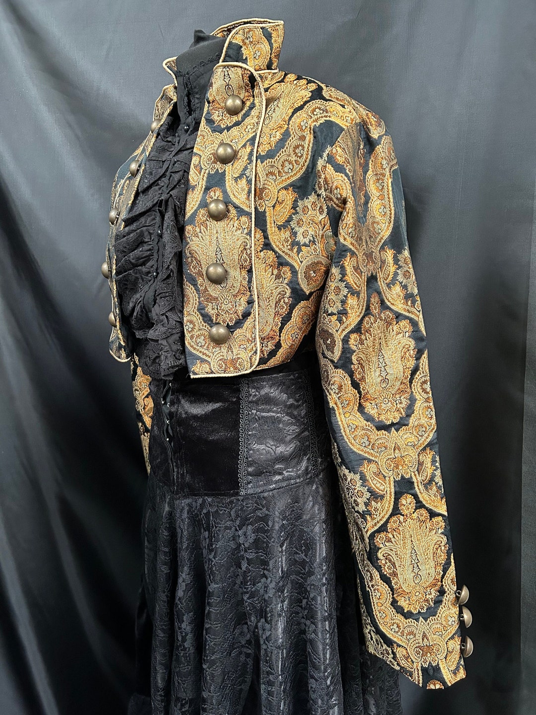 Jacket Short Bolero,blouse , Brooch Women's Steampunk Brocade