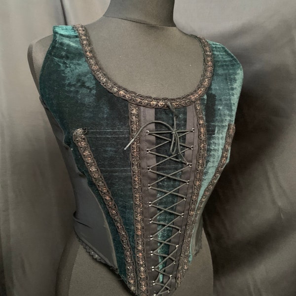 Gothic Kleidung Vintage viktorianischen Stil Steampunk dunkelgrün Samt Korsett Top sm