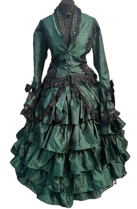 steampunk dress green Gothic Outfit: Victorian Jacket and Tiered Skirt (ML) autotag_not_full_price_gs