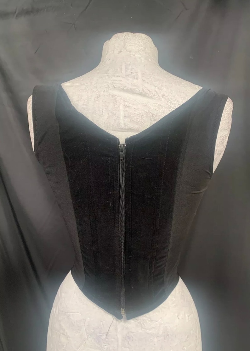 Vintage svart sammetskorsetttopp – Gotiska steampunkkläder bild 3