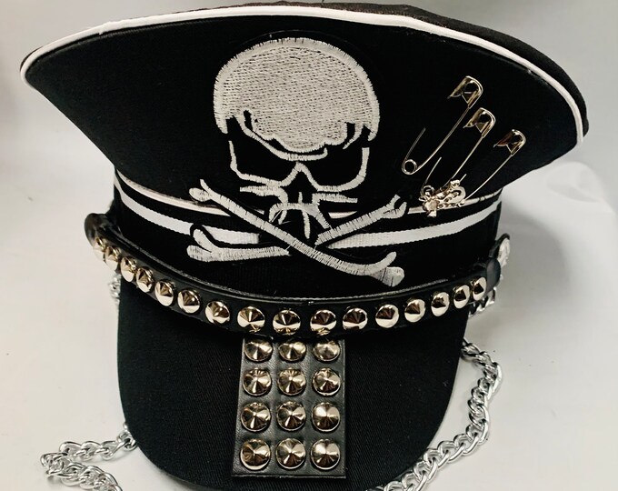 Hat Military Hat Genuine Leather Plaid Pattern Punk Rock Real Leather Autumn Winter Cap