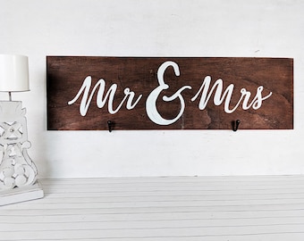 Letrero de madera para boda de señor y señora / Letrero de madera para novios / Decoración de boda rústica / Decoración de boda rústica
