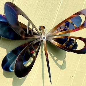 18" Wingspan Torch-Colored Metal Dragonfly Wall Decor/ Sculpture/ Exterior Art  ***Made in USA***