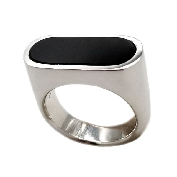 Onyx and Sterling Silver Rock Star Michael Hutchence tribute Ring