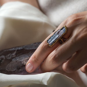 Rhea Kyanite 18k Gold and Black Rhodium Plated Sterling Silver Ring image 3