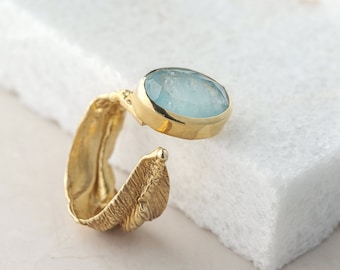 Alexis Aquamarine 18k Gold Plated Sterling Silver Ring