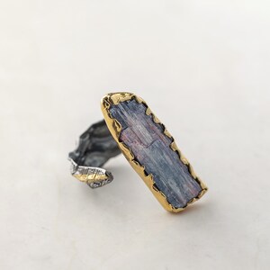 Rhea Kyanite 18k Gold and Black Rhodium Plated Sterling Silver Ring image 2