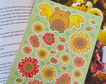 Sunflower Bat Sticker Sheet