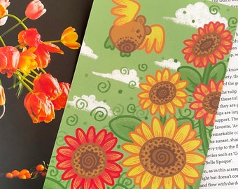 Sunflower Bat Art Print