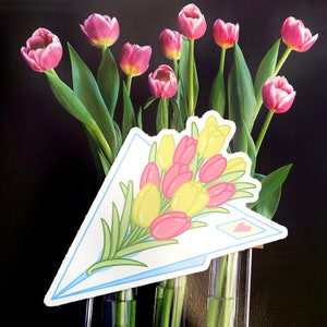 Sticker avion tulipe en papier