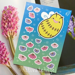 Bee & Echinacea Flowers Sticker Sheet