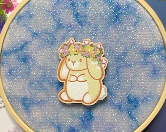 Starflower Bunny Wooden Pin