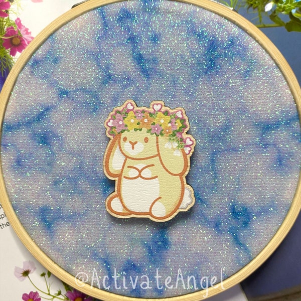 Starflower Bunny Wooden Pin