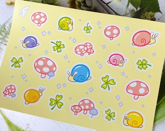 Rainbow Mushroom Snail Sticker Sheet