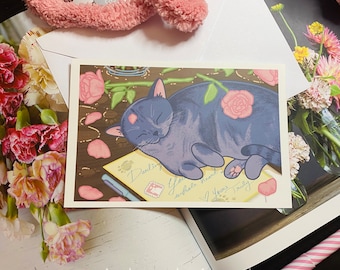 Love Letter Cat Art Print