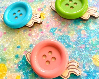 Snail Button Wooden Pin