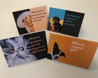 A Complete Set of Four ANIMAL MAGNETISM Greeting Cards