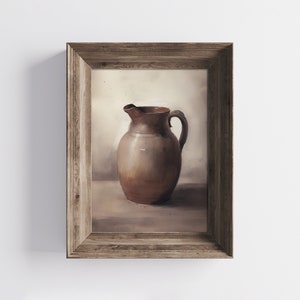 Rustic Kitchen Jug Painting - Vintage Still Life Painting Print - Cottagecore Wall Art Download DIY Printable + FREE iPhone Wallpaper