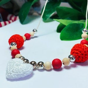 crochet necklace, crochet balls, ball necklace, anti-allergy necklace