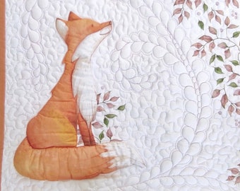 Baby quilt handmade Fox baby blanket Personalized baby quilt Animal baby blanket Personalized blanket