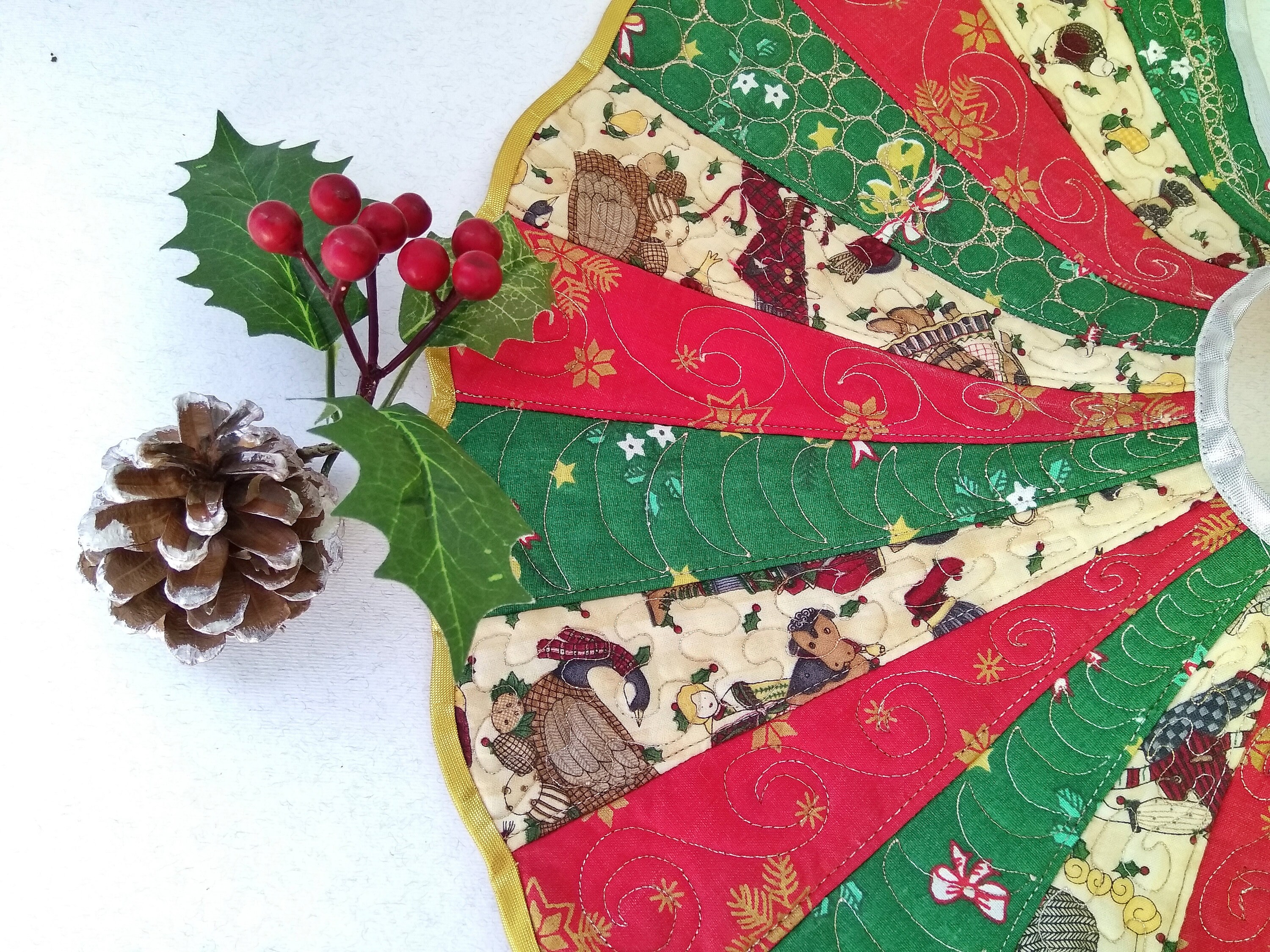 Quilted Christmas tree skirt handmade Christmas in july Etsy